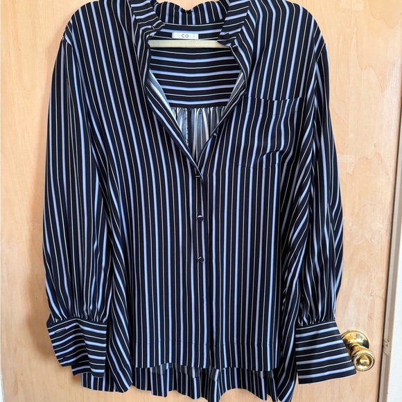 CO 100% Silk Striped Blouse Shirt - XL - Picture 6 of 6